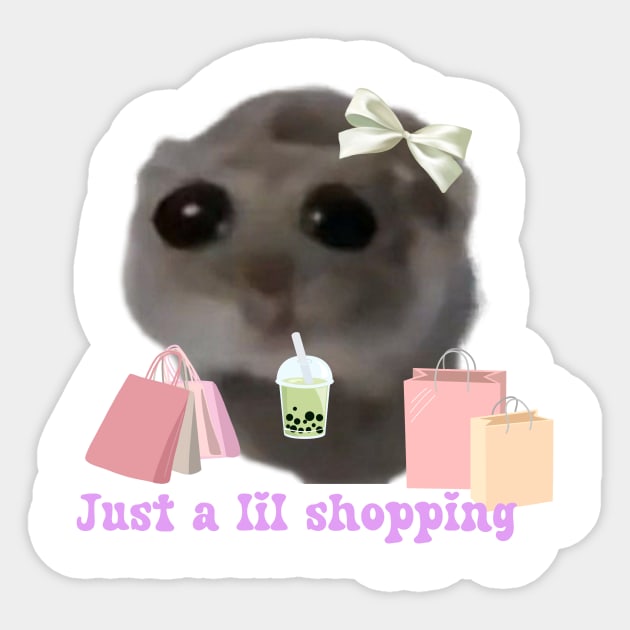 Sad hamster Just a lil shopping Sticker by suzanoverart